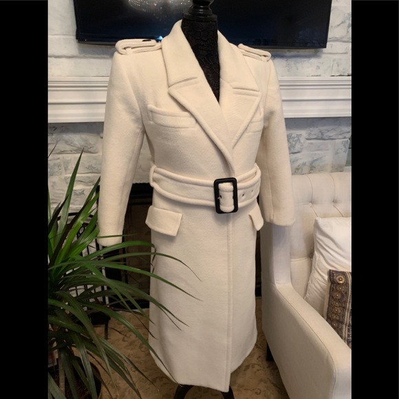 SAINT LAURENT Belted Wool Coat Size S $4990 - Picture 9 of 13